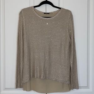 Tan, sequin detailed sweater